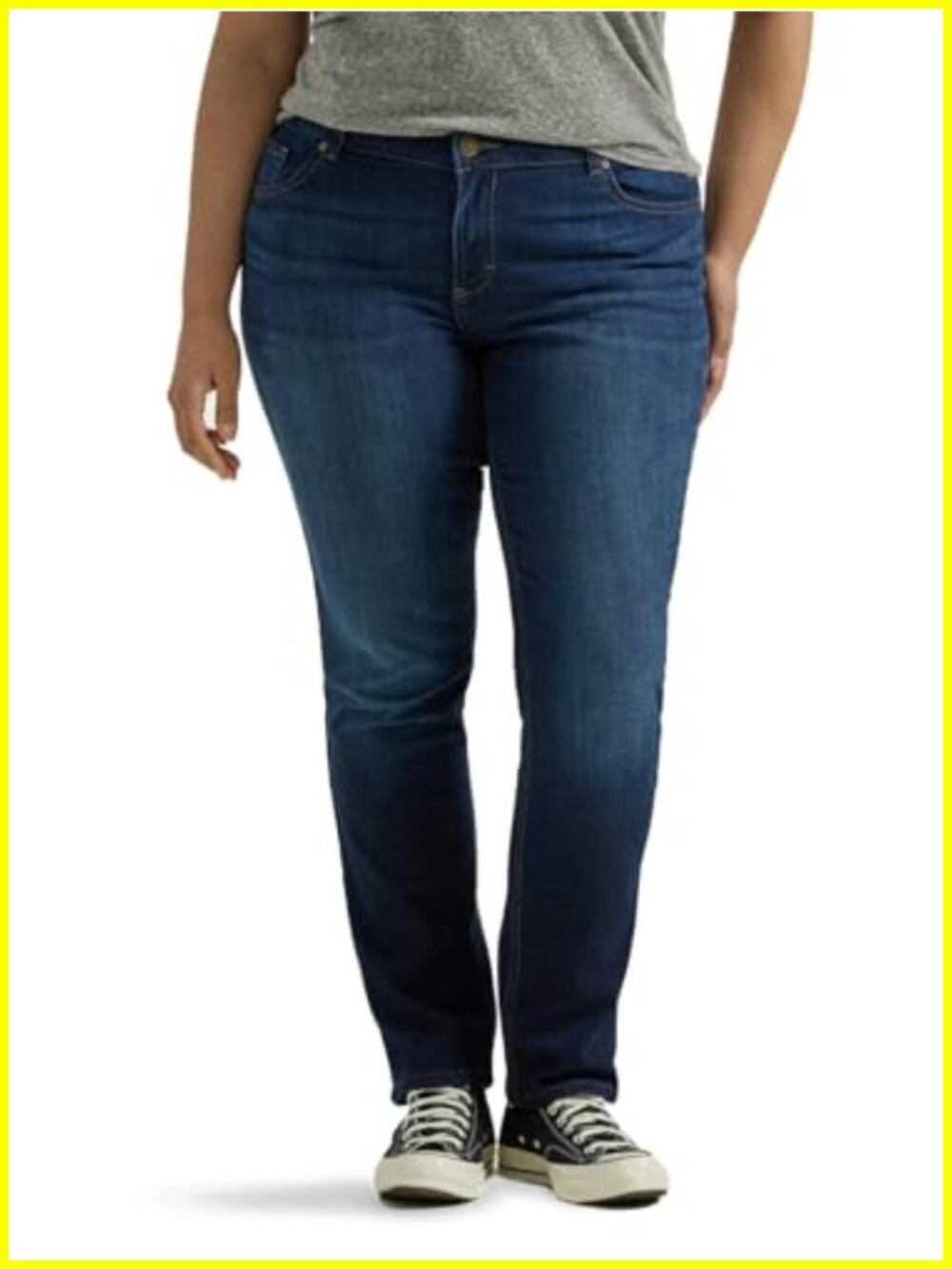 Plus Size Mid Rise Straight Leg Jeans
